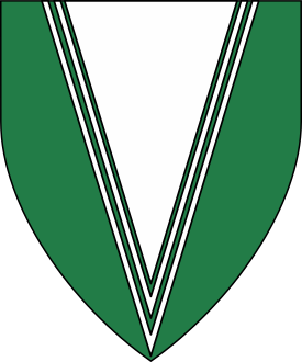 Vert, a pile doubly cotised argent.