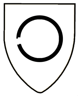 Argent, an annulet fracted on the dexter side sable.