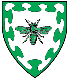 Argent, a bee within a bordure nebuly vert.