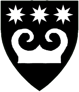 Sable, a furison and in chief three mullets of eight points argent.
