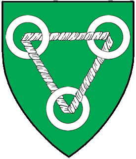 Vert, an inverted triangle of rope interlaced with three annulets argent.