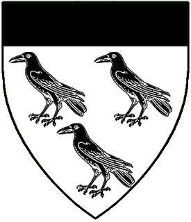 Argent, three ravens and a chief sable.