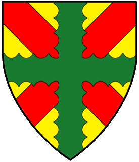 Or, a saltire gules and overall a cross engrailed vert.