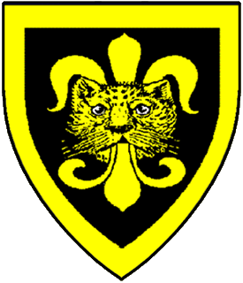Sable, a catamount's face Or marked sable jessant-de-lys within a bordure Or.