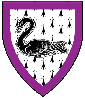 Ermine, a swan naiant sable within a bordure purpure.