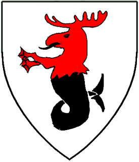 Argent, a sea-elk gules tailed sable.