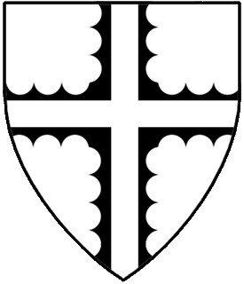 Argent, on a cross engrailed sable a cross argent.