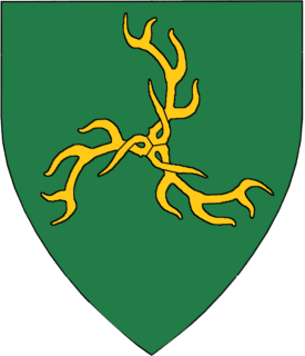 Vert, a triskelion of stag's attires Or.