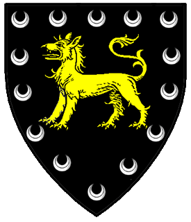 Sable, a tyger statant Or within an orle of crescents argent.