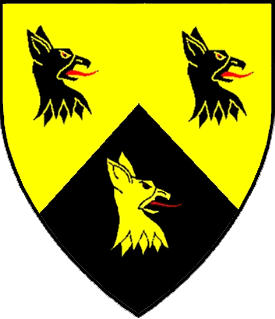 Per chevron Or and sable, three griffin's heads, erased and sinister facing, counterchanged.