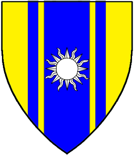 Or, on a pale cotised azure a sun argent.