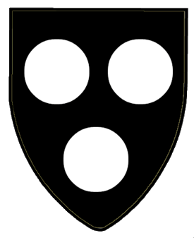 Sable, three roundels argent.
