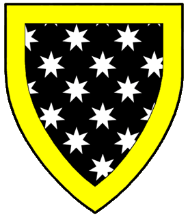 Sable mullety of seven points argent, a bordure Or.