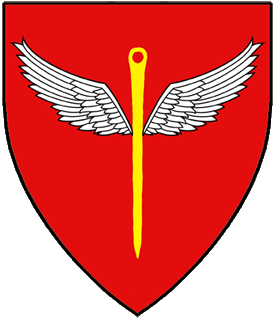 Gules, a needle Or winged argent.