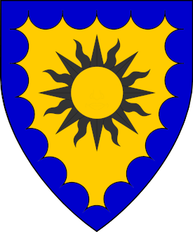 Or, a sun sable eclipsed Or and a bordure invected azure