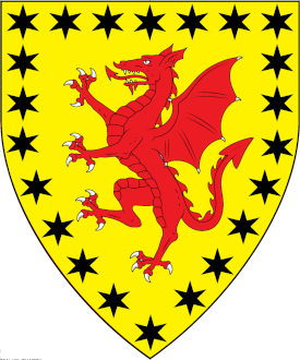 Or, a dragon gules within an orle of mullets of six points sable