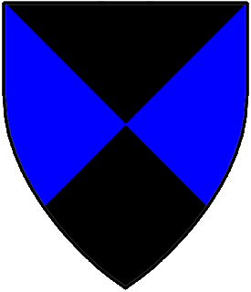 Per saltire sable and azure.