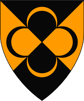 Per saltire sable and Or, a lunel counterchanged Device or arms for Mea Giuliana Passavanti