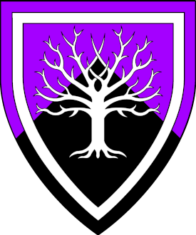 Per chevron purpure and sable, a tree blasted and an orle argent