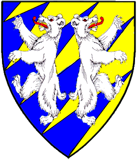 Pily bendy sinister Or and azure, two bears rampant addorsed argent.