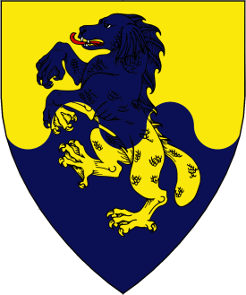 Per fess wavy Or and azure, a sea-dog rampant counterchanged